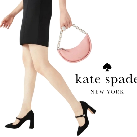 NWT AUTHENTIC Kate Spade Convertible Crossbody Smile Bag Pink Leather Gold Chain - Picture 8 of 15